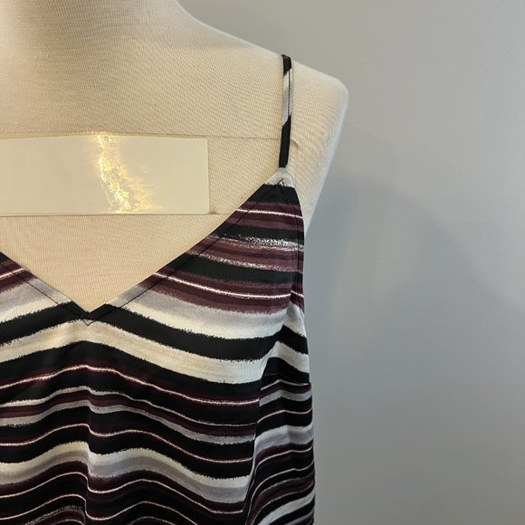 NWOT HALOGEN Woven Camisole in Black- Grey Stripe (S) - Picture 4 of 10